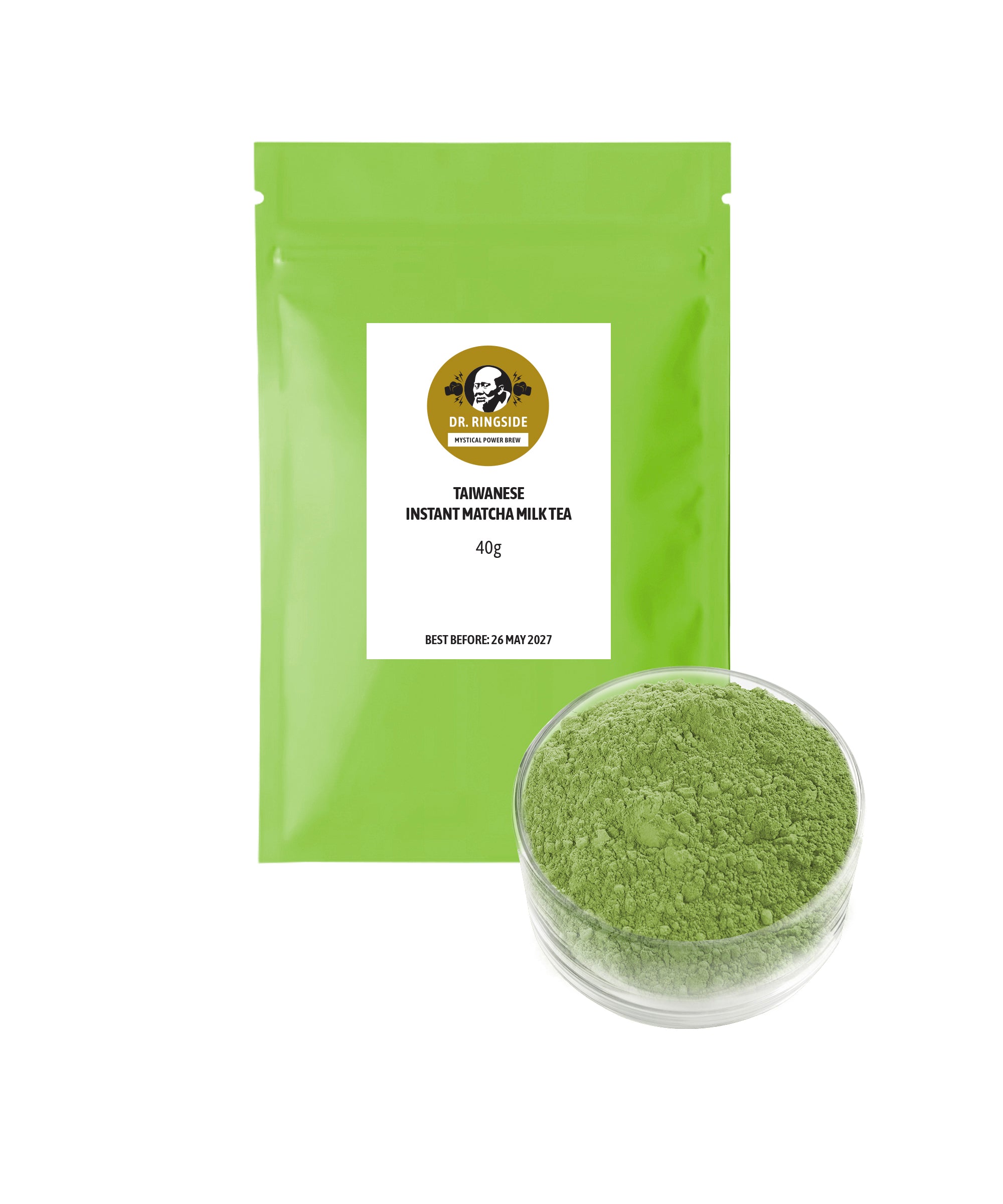 Dr. Ringside Instant HOT WATER Matcha Milk Tea Powder and Tapioca Pearls Combo Cup (2-Pack) | 500ml Cup Size | No-Cook Ready to Eat Pearls