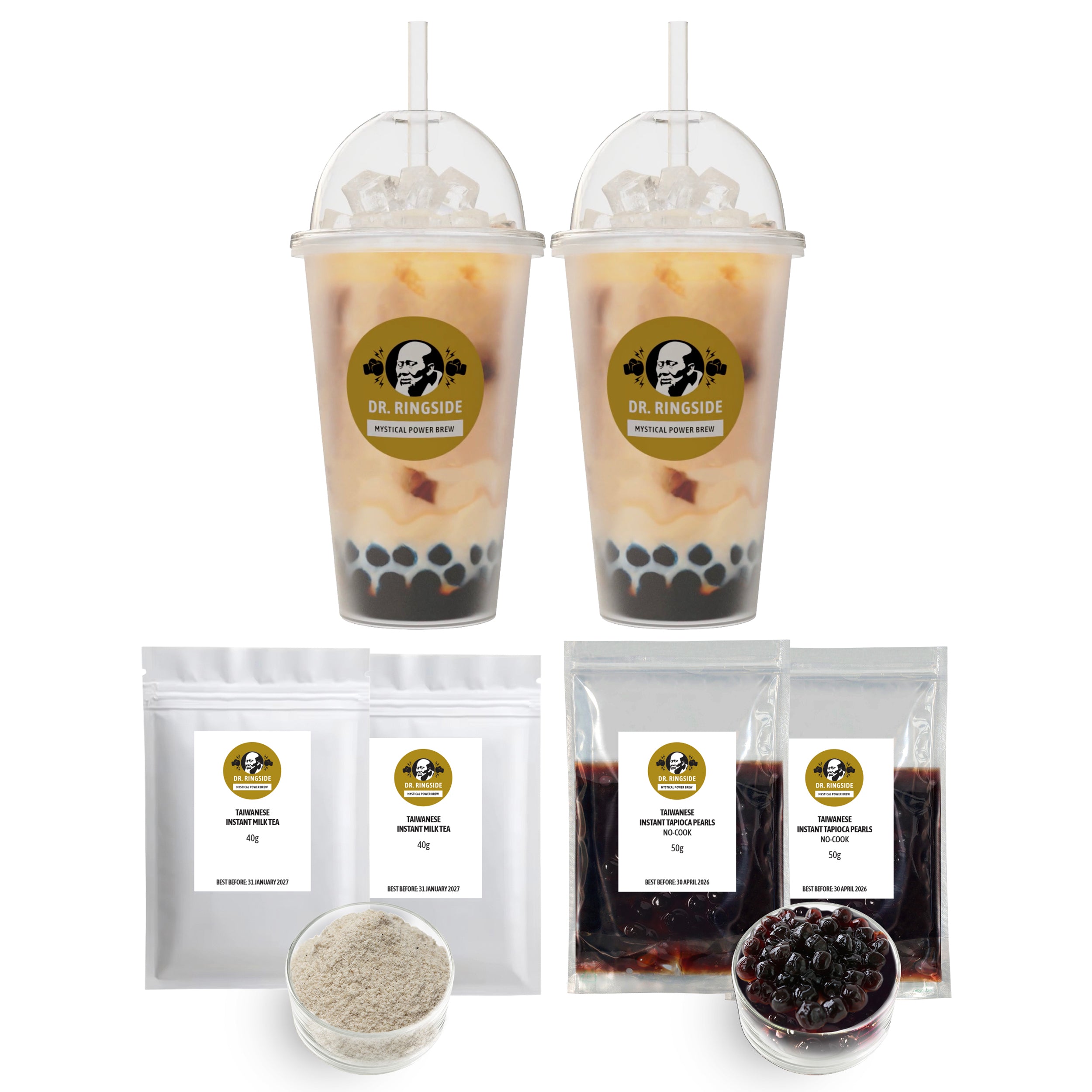 Instant Milk Tea and Tapioca Pearls 500ml Combo Cup (2-Pack - 250g)